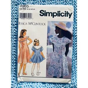 Simplicity 9965 sewing pattern Girls dress puff sleeve Size 8 1/2-16 1/2